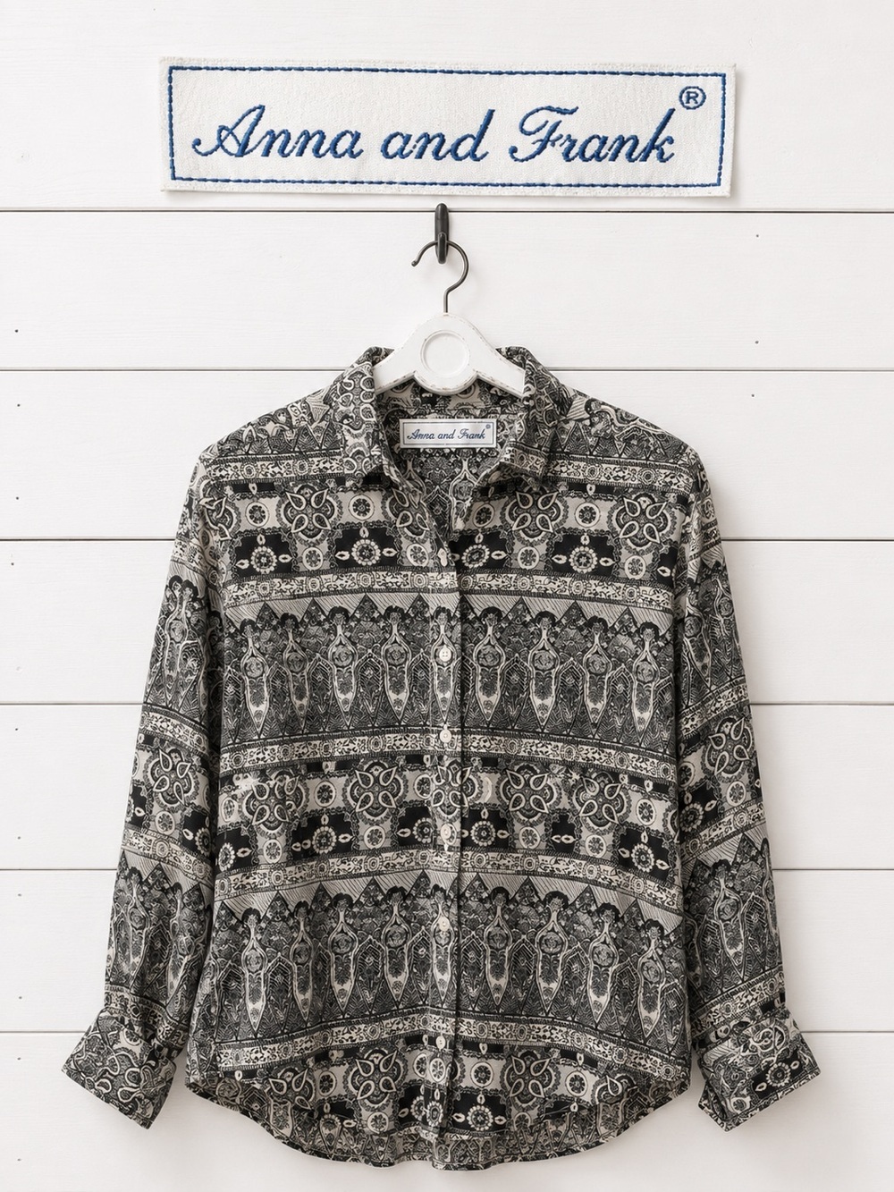 Anna and Frank Silk Print Blouse Size M (Estimated)